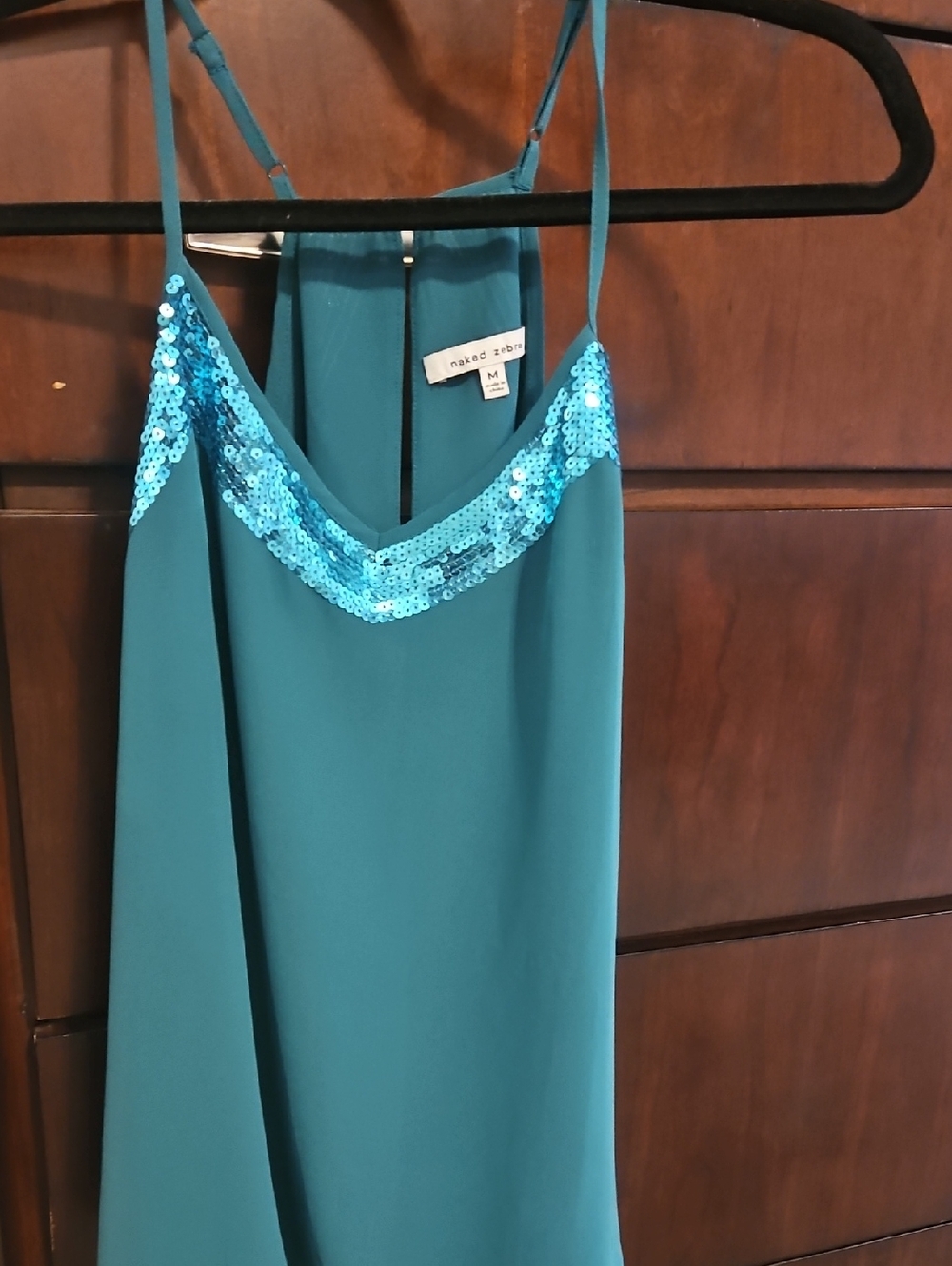 Naked Zebra Teal Sequin-Trim Cami